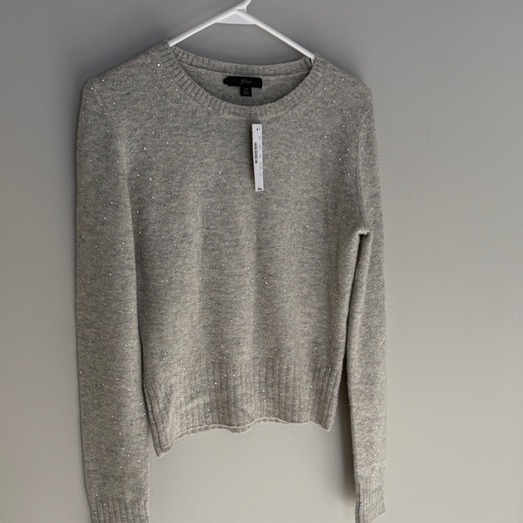 J. Crew Light Gray Sweater with Sparkle Accents - xs NWT - Picture 3 of 16